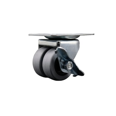 Service Caster Low Profile Thermoplastic 2'' Dual Wheel Top Plate Swivel Caster with Brake SCC-DW04S21316-TPRS-SLB